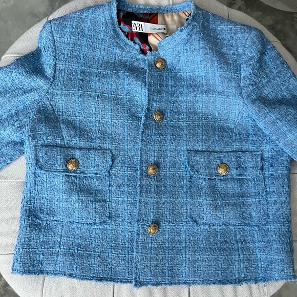 Zara Tweed Blazer/Jacket blue - Picture 4 of 10